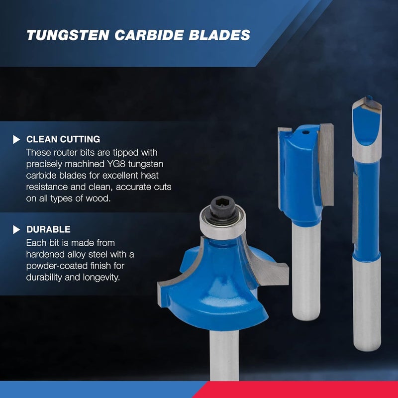Hiltex 10100 Tungsten Carbide Router Bits 15-Piece Set for Woodworking - Image 2